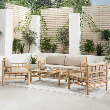 Olivia's Outdoor Azure Natural Bamboo Finish Lounge Set