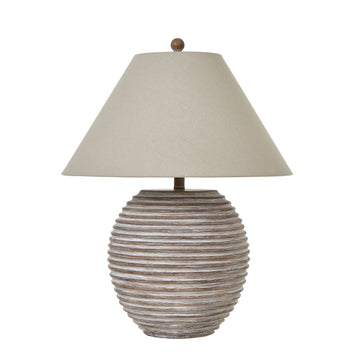 Saturn Table Lamp with Linen Shade - Brown Hill 1