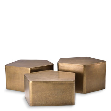 Veenazza Set Of 3 Coffee Tables - Vintage Brass