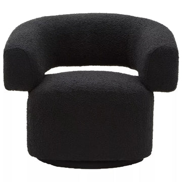 Oliveto Boucle Curved Revolving Armchair - Black