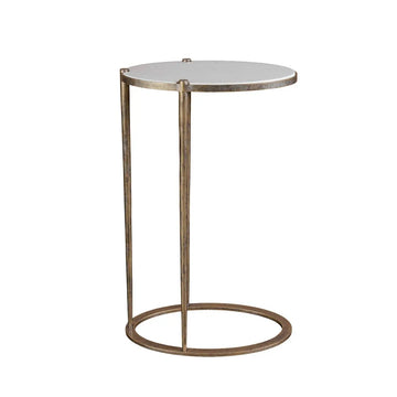 Iota Oval Accent Table - White Banswara Marble