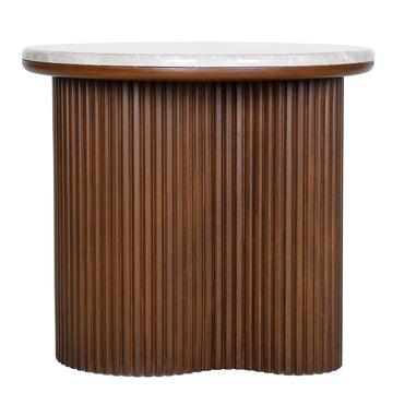 Whitwell Marble Top Fluted Wood Side Table