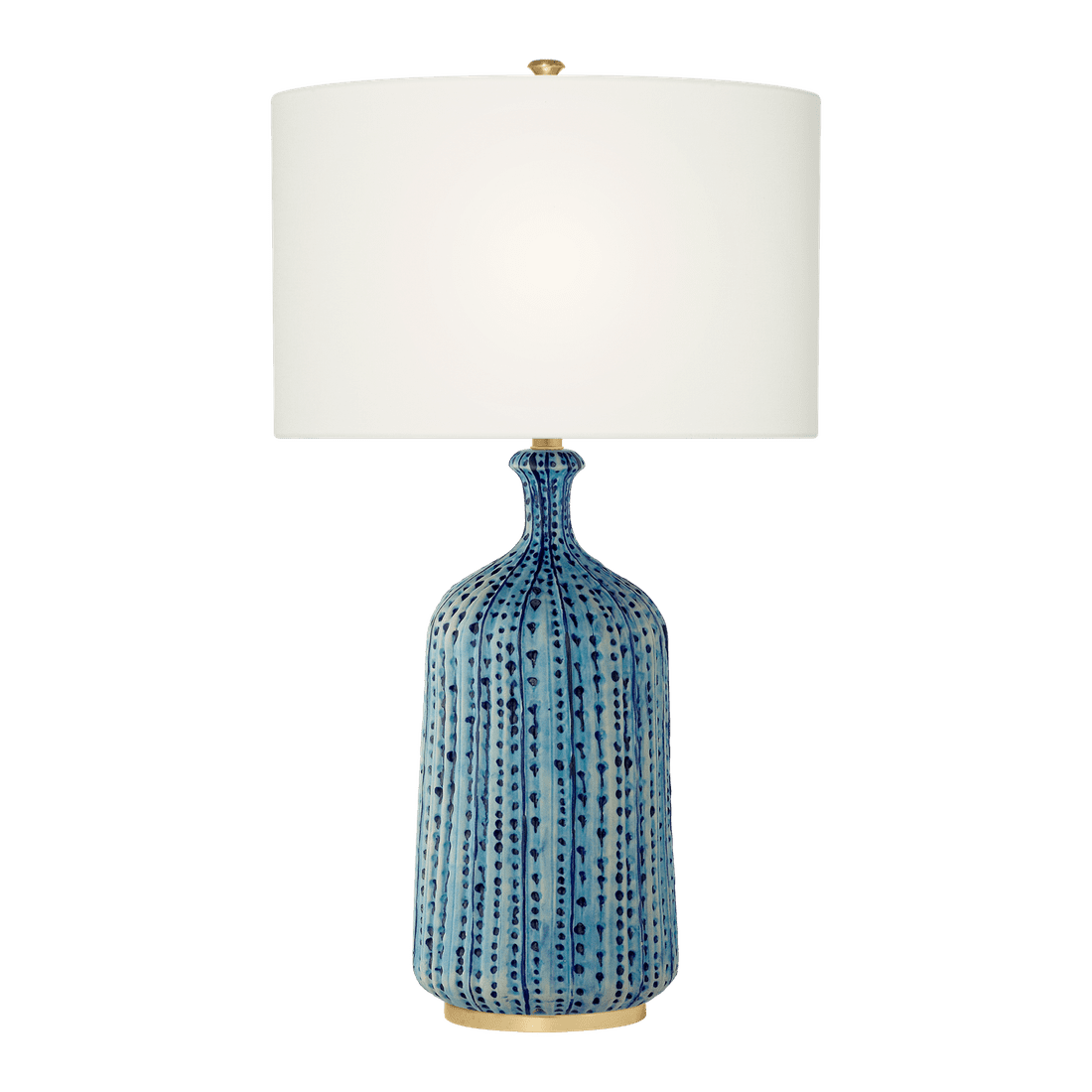 Culloden Table Lamp - Pebbled Aquamarine with Linen Shade – Olivia's