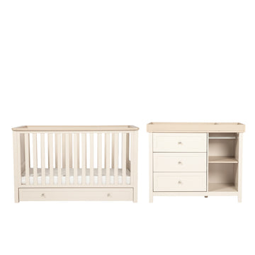 Starlight Cot & Changing Unit Set - Cashmere & Oak