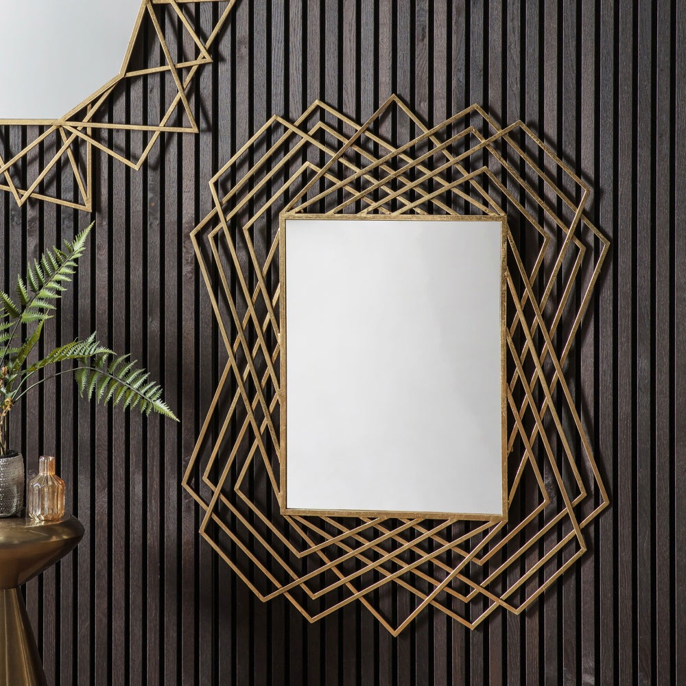 Gallery Interiors Specter Rectangle Mirror in Gold
