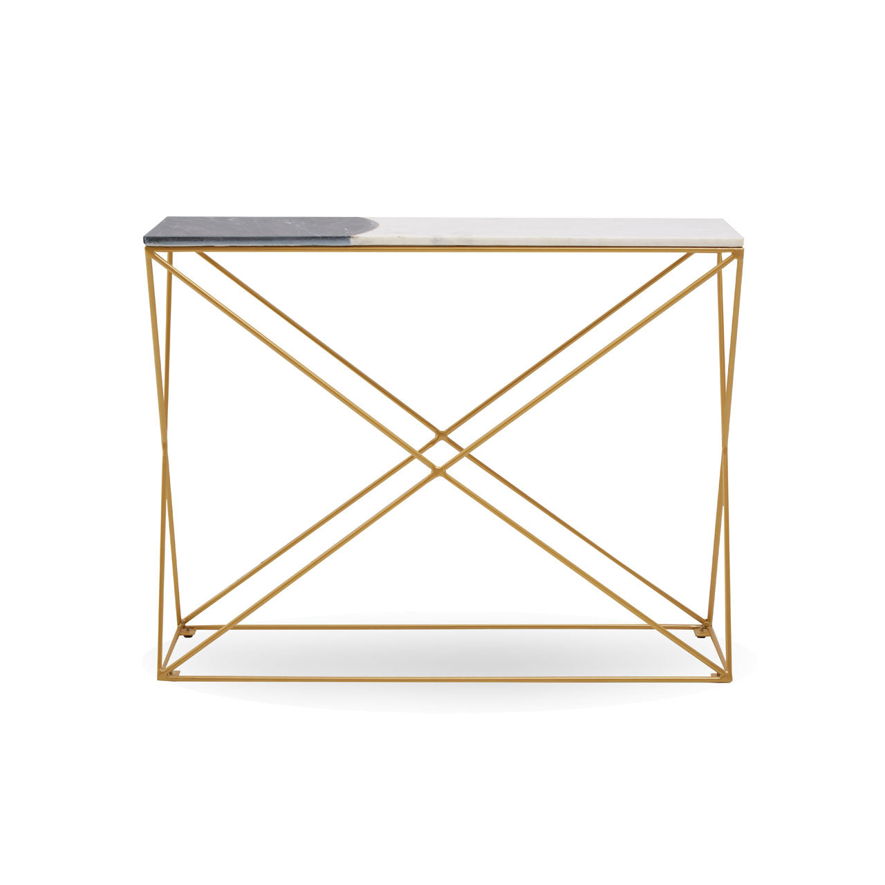 Olivia's Viaan Console Table in 2 Tone Marble & Brass
