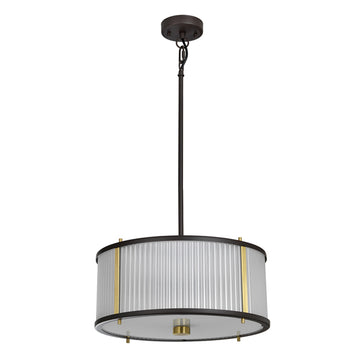 Corona 3 Light Pendant Light - Bronze, Dark Brown & Aged Brass Elstead 1
