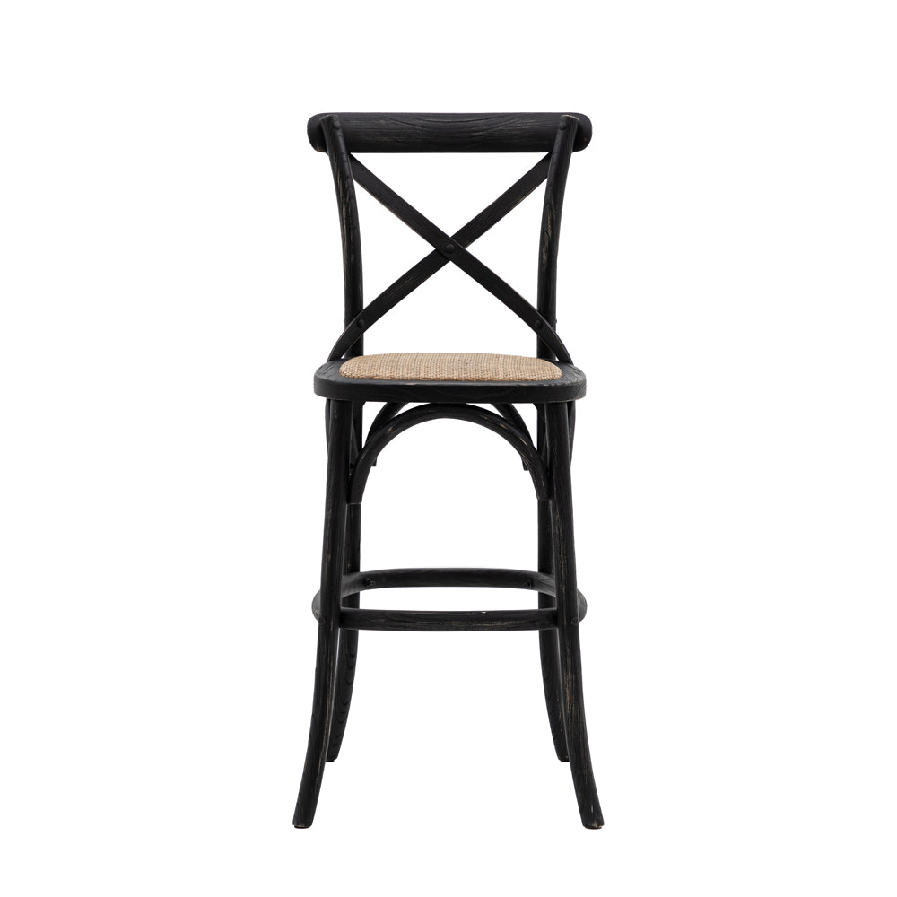 Café Bar Stools Set of Black Rattan Olivia's