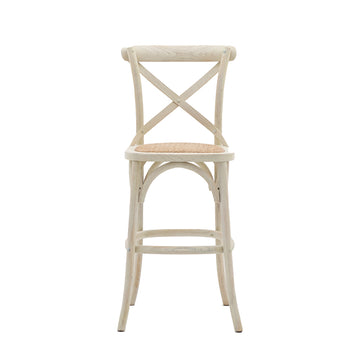 Café Bar Stools Set of 2 - White & Rattan Weathered Finish GalleryDS 1