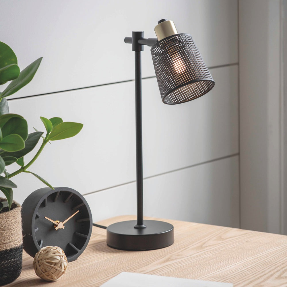 Olivia's Narla Small Desk Lamp in Black & Brass