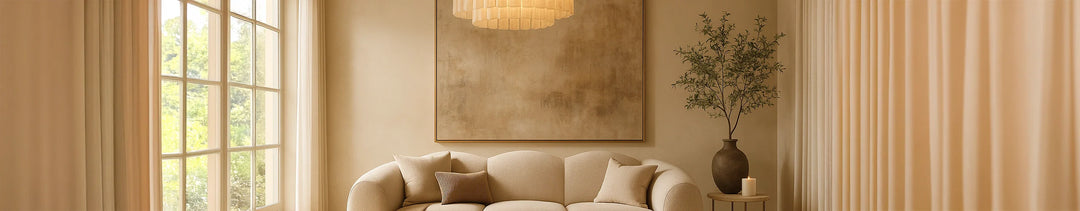 Modern airy living room with white sofa