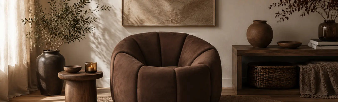 Chocolate brown home decor, brown furniture, brown decor, chocolate brown edit, brown home furnishings, mocha mousse
