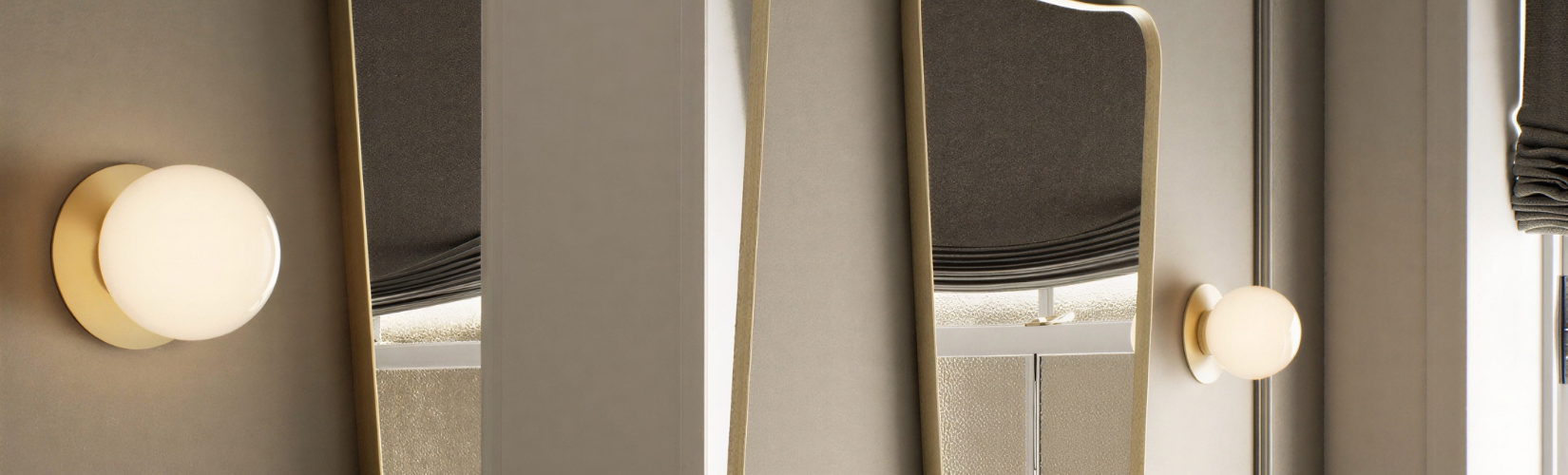 Image of dark green bathroom with two decorative wall lights turned on either side of an oval mirror