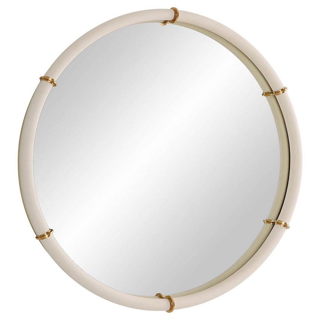 Cyprus Round Mirror - White Faux Shagreen