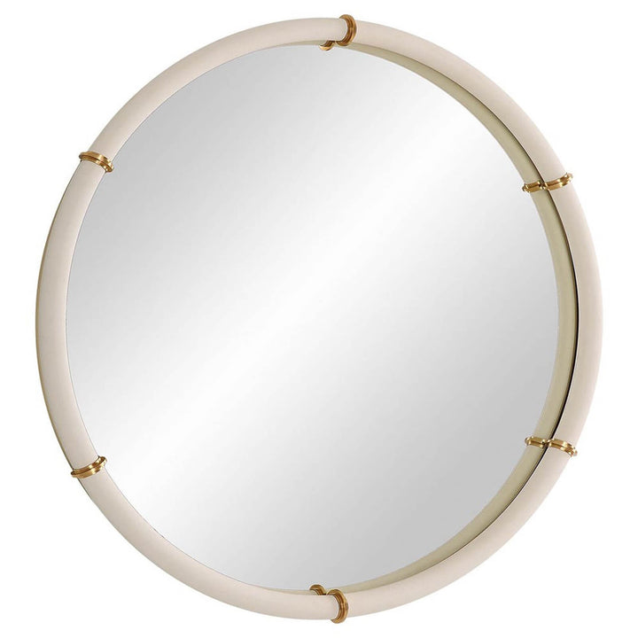Cyprus Round Mirror - White Faux Shagreen