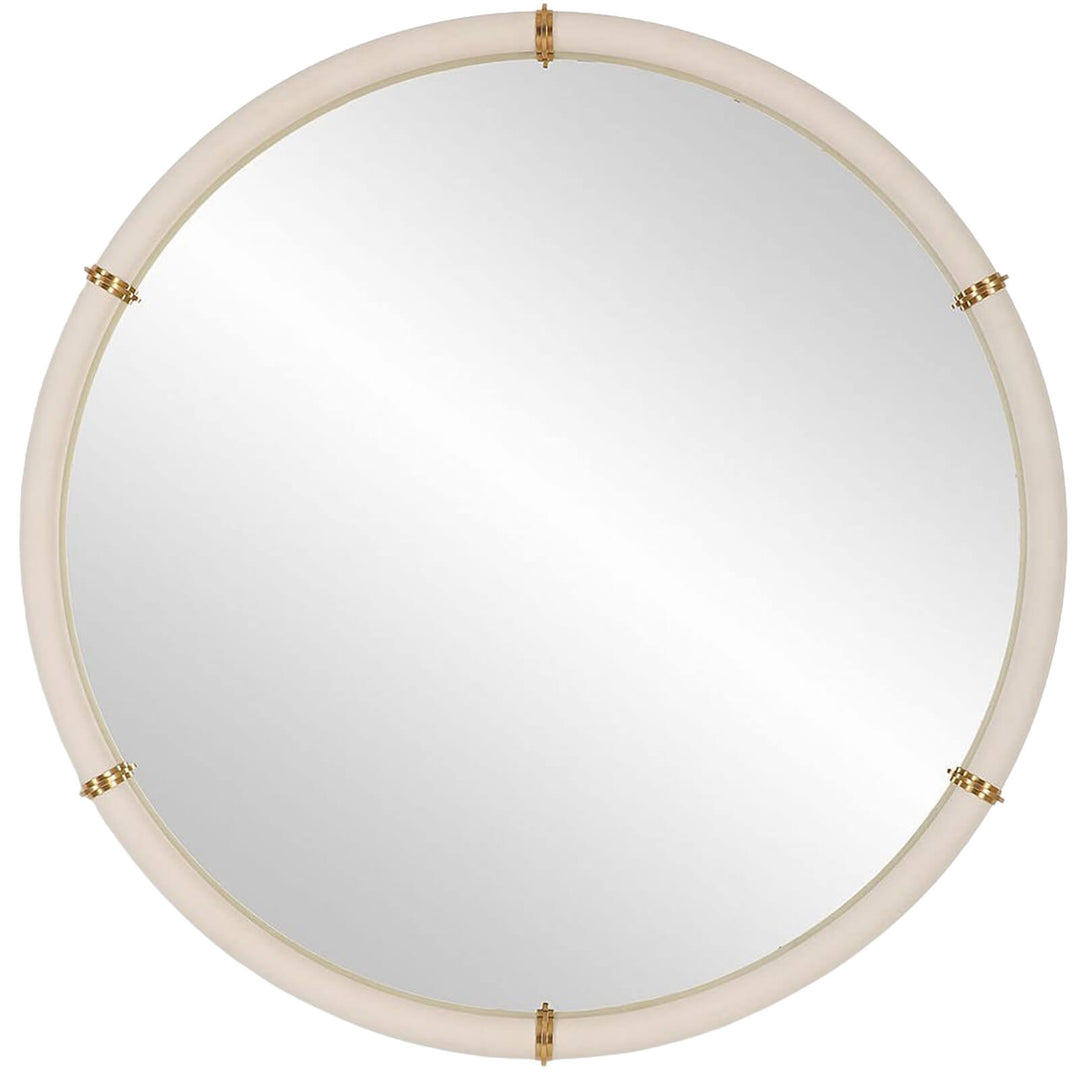 Cyprus Round Mirror - White Faux Shagreen