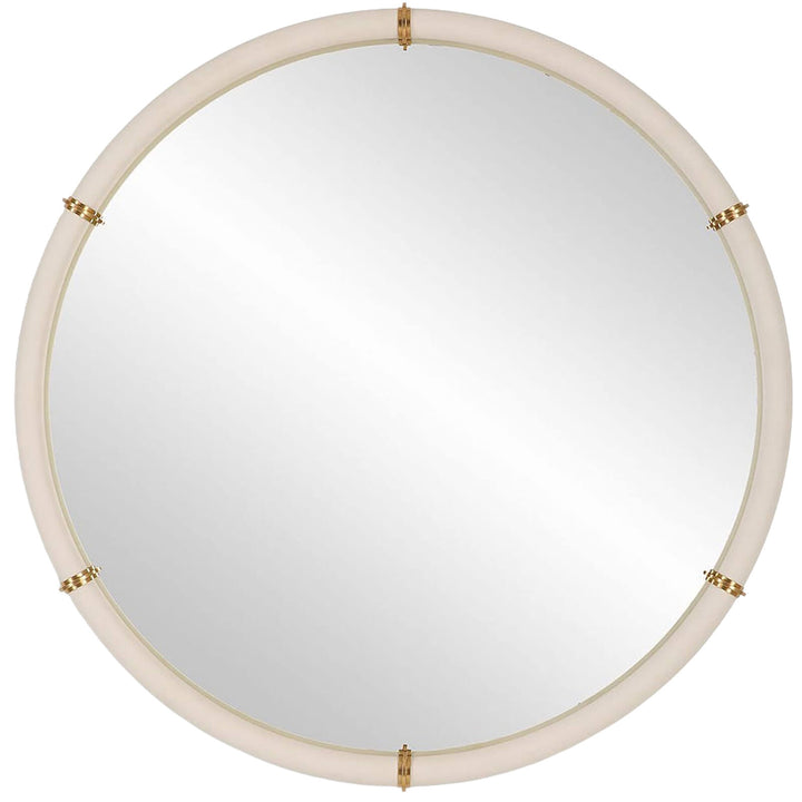 Cyprus Round Mirror - White Faux Shagreen