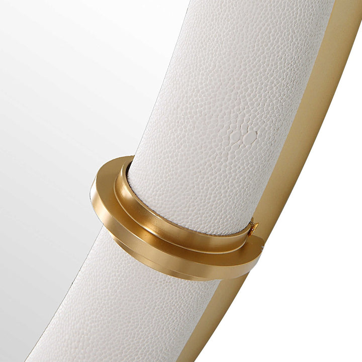 Cyprus Round Mirror - White Faux Shagreen