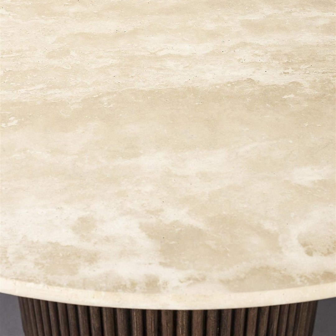 Arda Round Dining Table - Walnut & Travertine Dutchbone 4