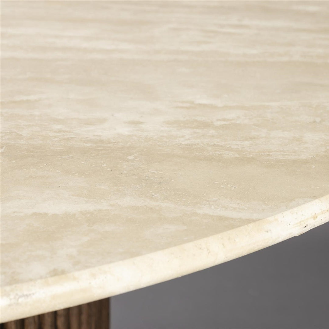 Arda Round Dining Table - Walnut & Travertine Dutchbone 5
