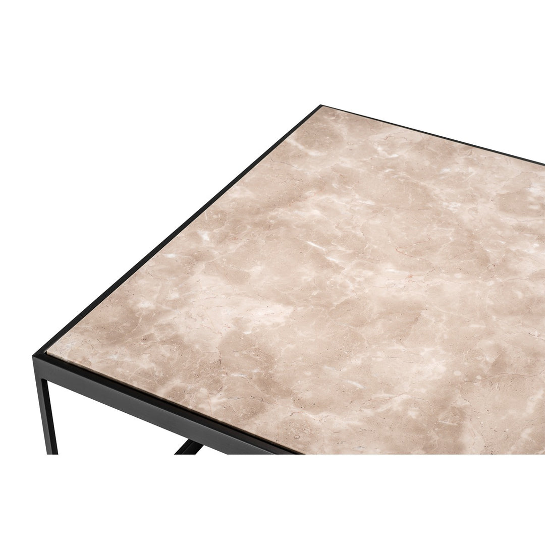 La Quinta Side Table - Bronze & Beige Marble
