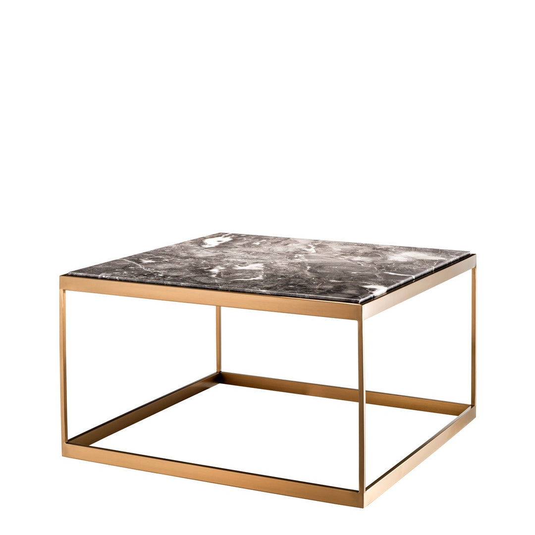 La Quinta Side Table - Brushed Brass & Grey Marble