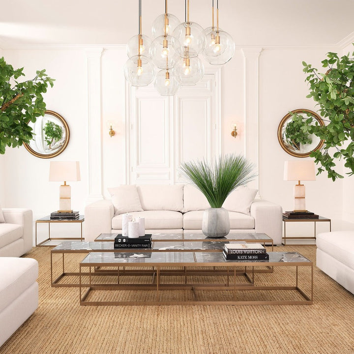 La Quinta Side Table - Brushed Brass & Grey Marble