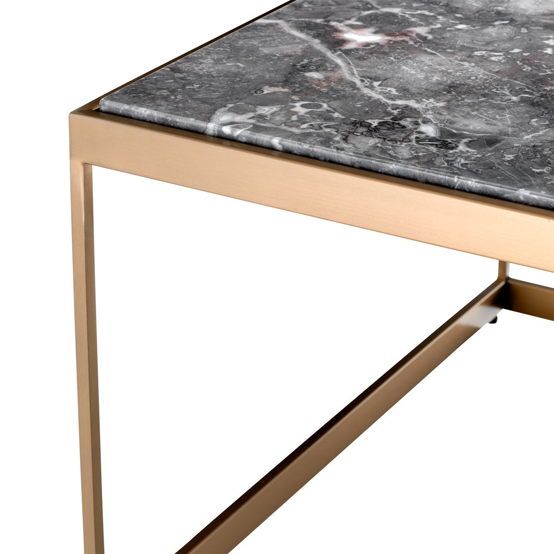 La Quinta Side Table - Brushed Brass & Grey Marble