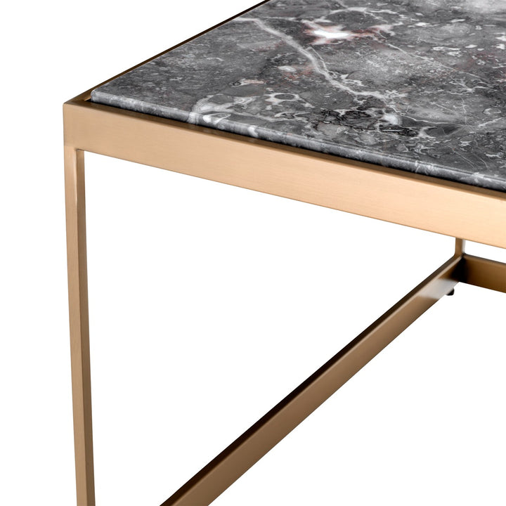 La Quinta Side Table - Brushed Brass & Grey Marble