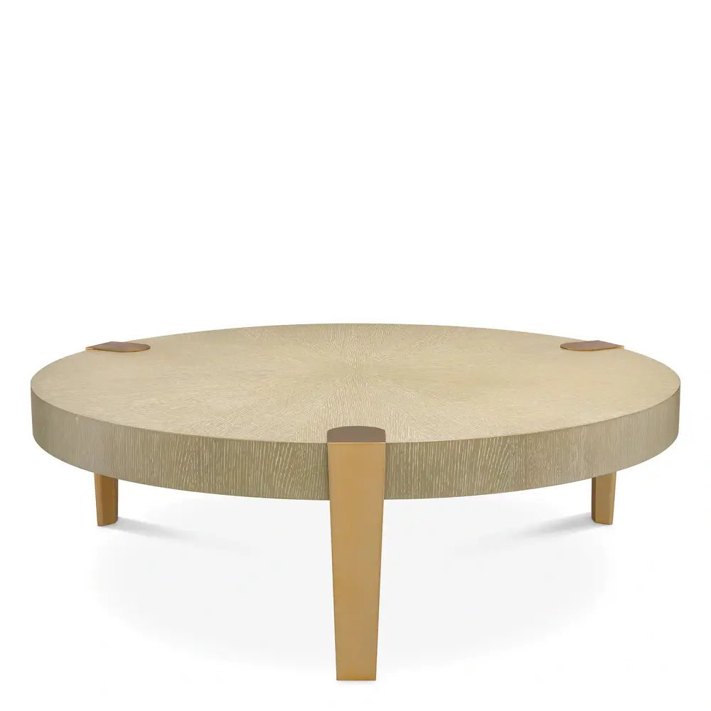 Eichholtz Oxnard Coffee Table in Washed Oak Veneer Brass