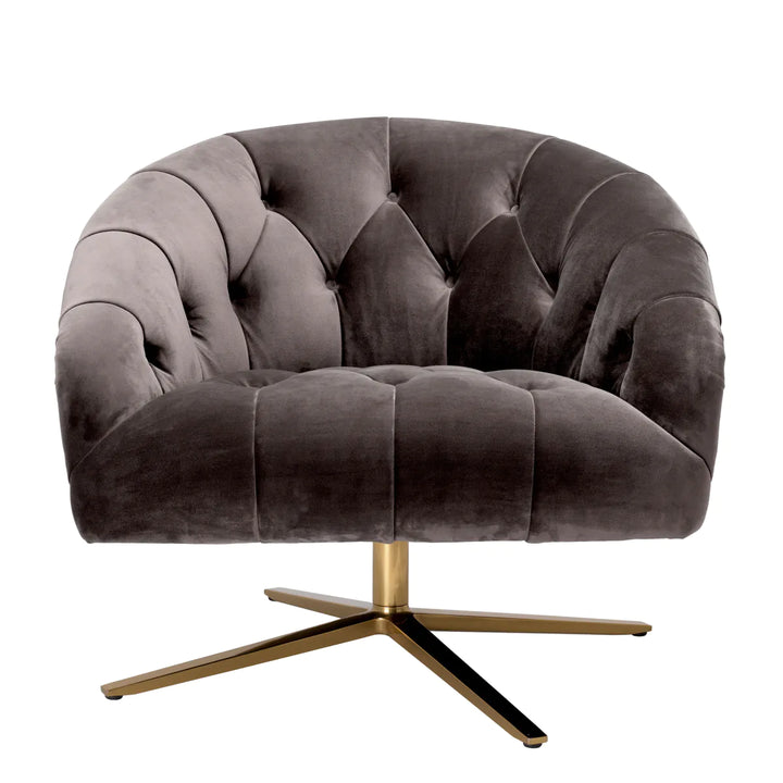 Gardner Swivel Chair - Savona Grey Velvet Eichholtz 1