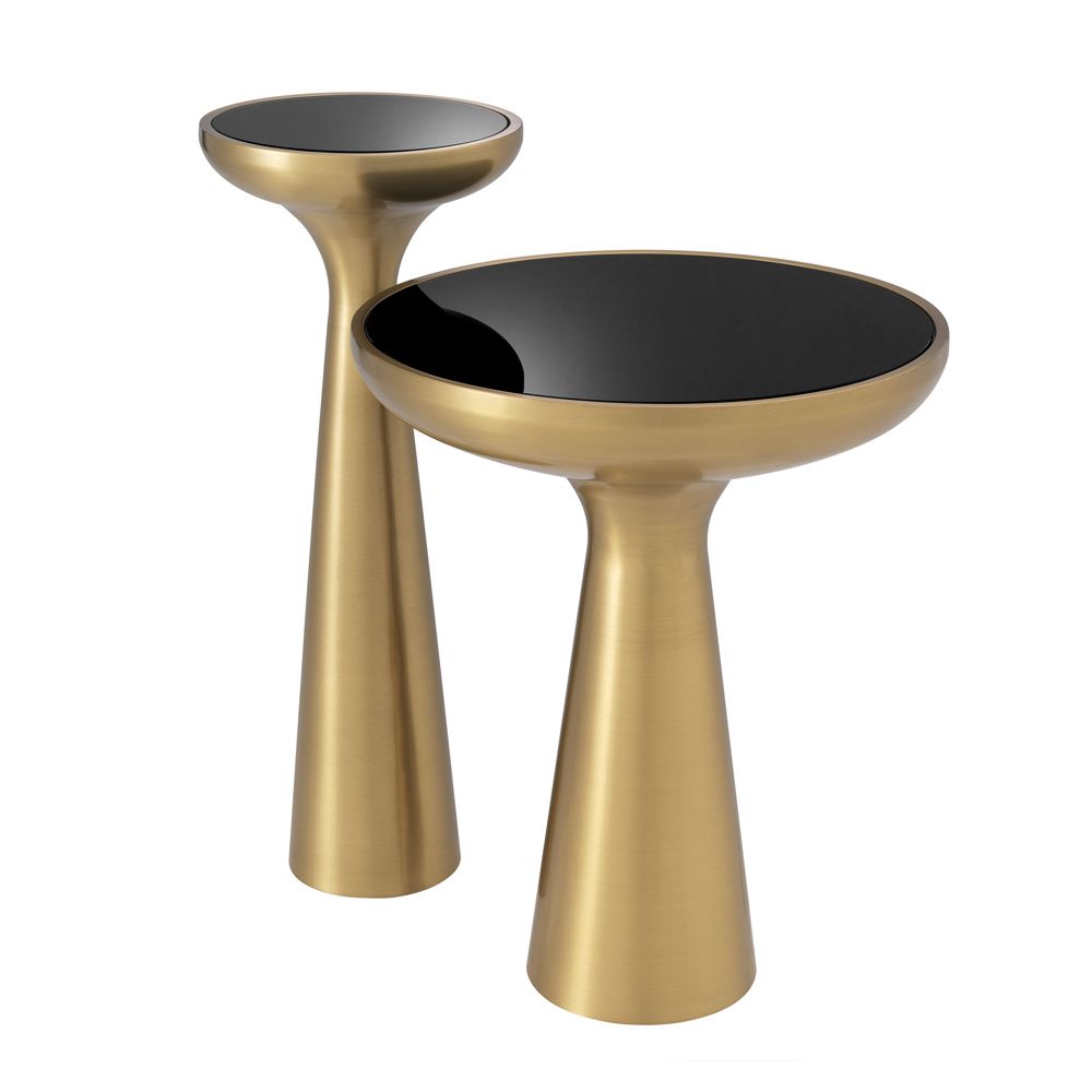 Lindos Round Low Side Table - High Brushed Brass Finish