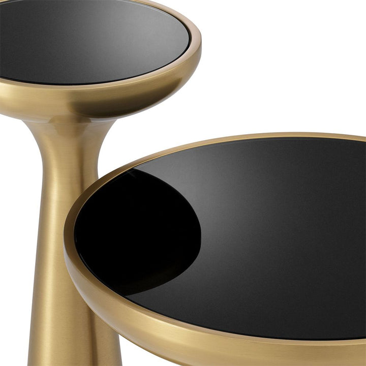 Lindos Round Low Side Table - High Brushed Brass Finish
