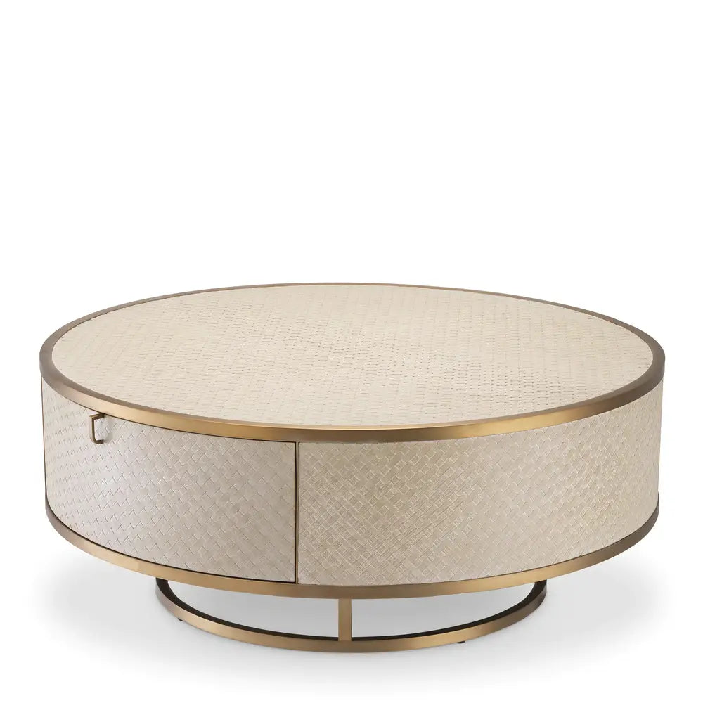 Napa Valley Round Coffee Table - Woven Washed Oak Veneer Eichholtz 2