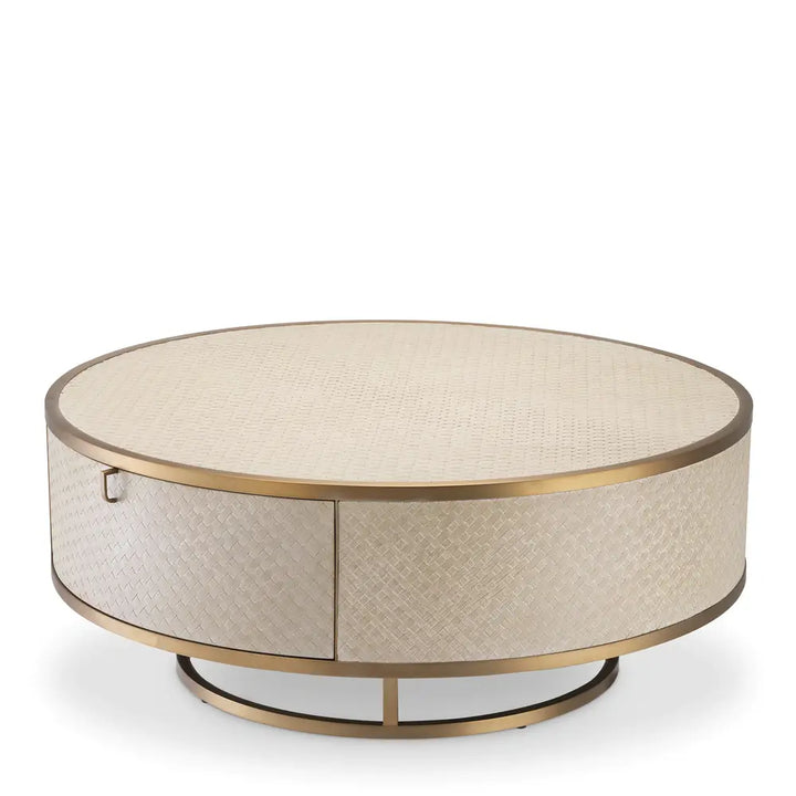 Napa Valley Round Coffee Table - Woven Washed Oak Veneer Eichholtz 2