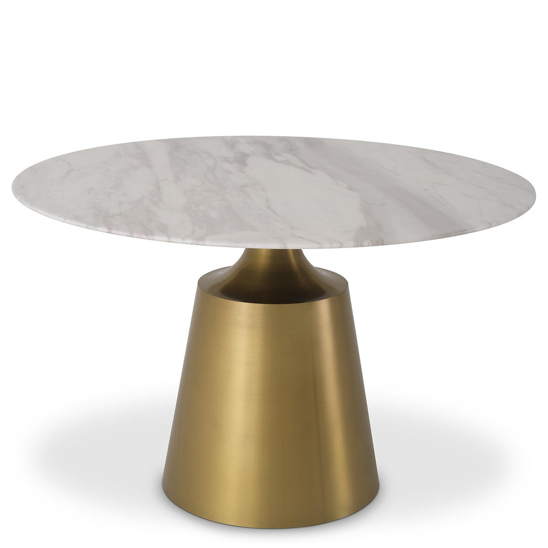 Nathan Dining Table - Brushed Brass & White Marble