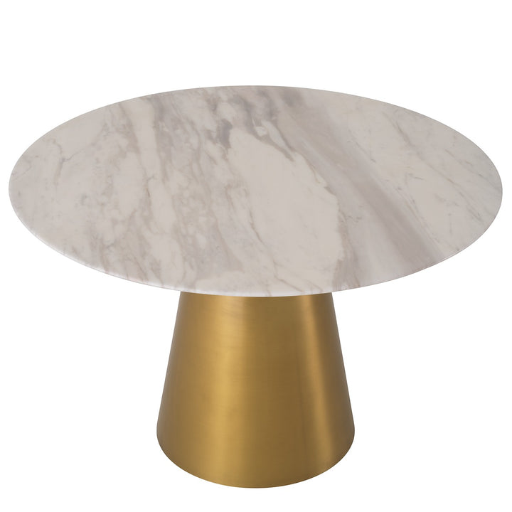 Nathan Dining Table - Brushed Brass & White Marble