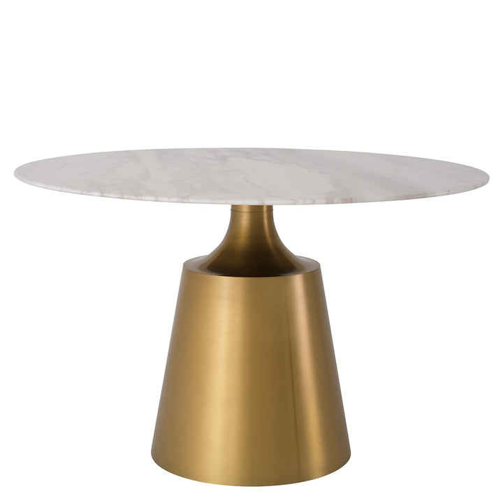 Nathan Dining Table - Brushed Brass & White Marble