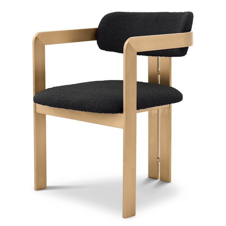 Donato Dining Chair - Brushed Brass Finish & Bouclé Black Eichholtz 2