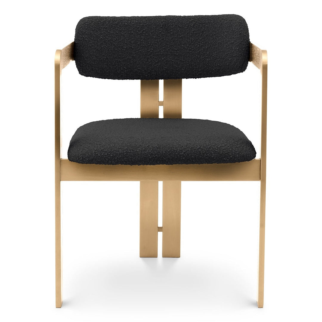 Donato Dining Chair - Brushed Brass Finish & Bouclé Black Eichholtz 1