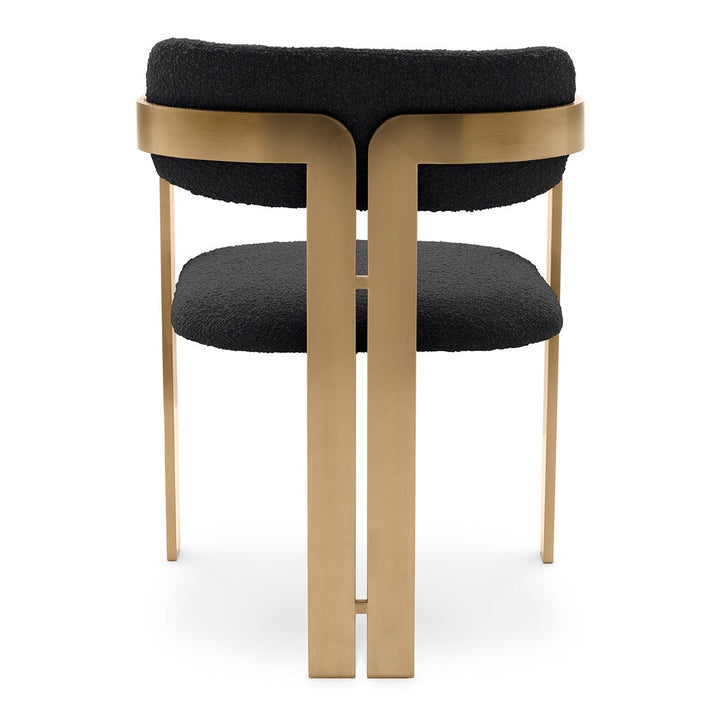 Donato Dining Chair - Brushed Brass Finish & Bouclé Black Eichholtz 3