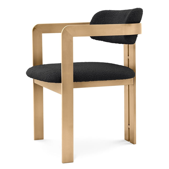 Donato Dining Chair - Brushed Brass Finish & Bouclé Black Eichholtz 4