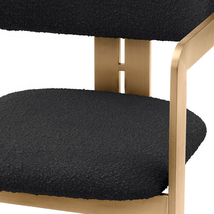 Donato Dining Chair - Brushed Brass Finish & Bouclé Black Eichholtz 5