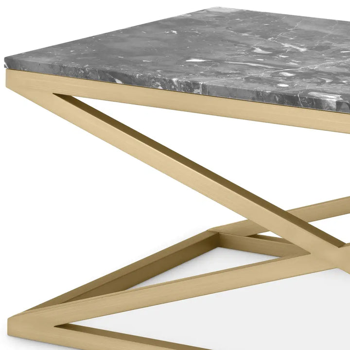 Criss Cross Rectangular Coffee Table - Brushed Brass & Grey Marble Eichholtz 4