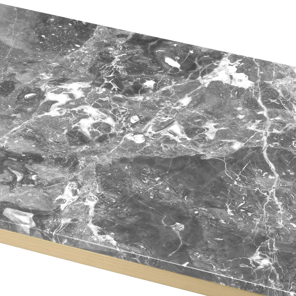 Eichholtz Criss Cross Coffee Table in Brushed Brass Finish & Grey Marble