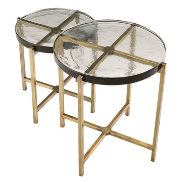 Eichholtz Haymann Set of 2 Side Tables in Vintage Brass Finish