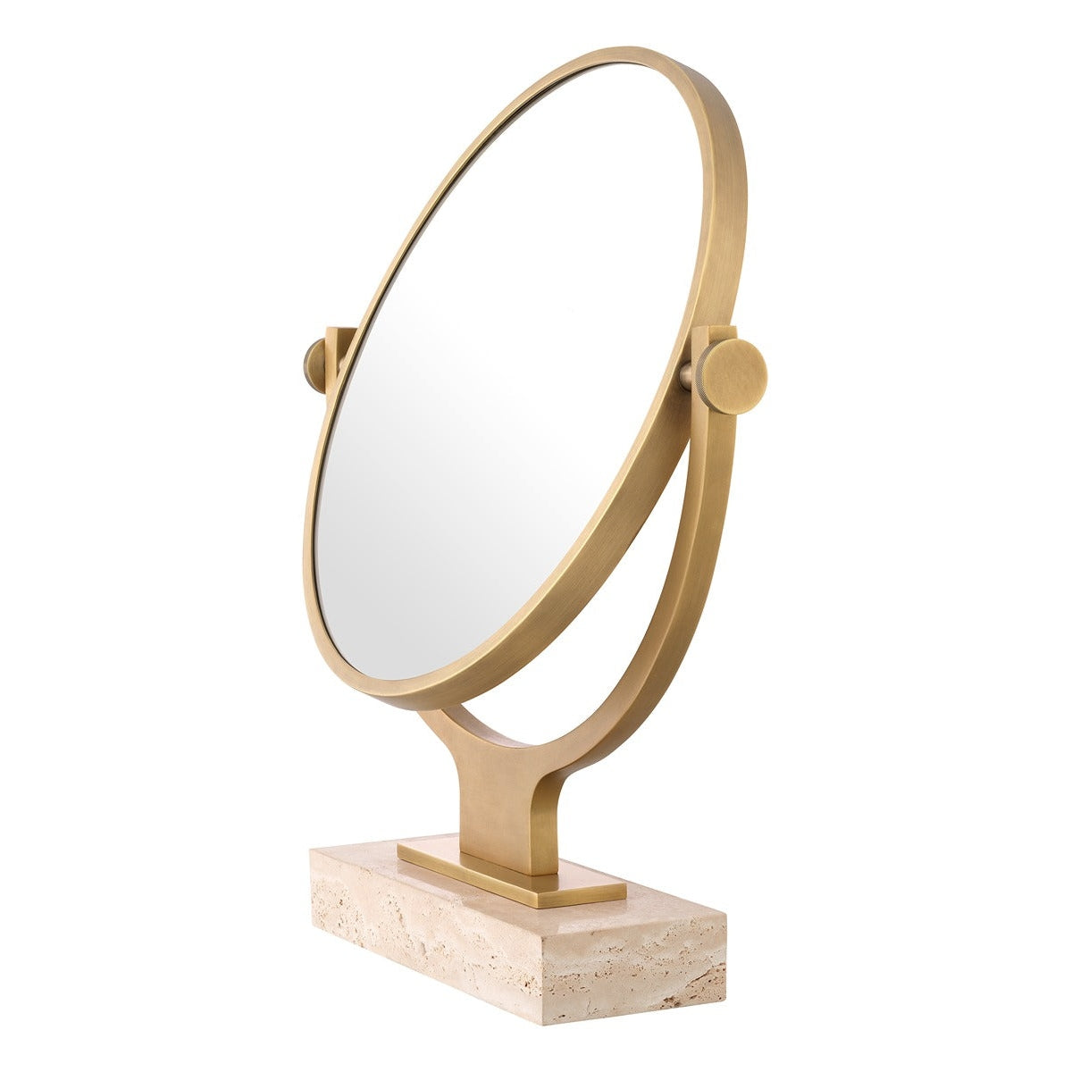 Eichholtz Briançon Table Mirror in Travertine Antique Brass Finish