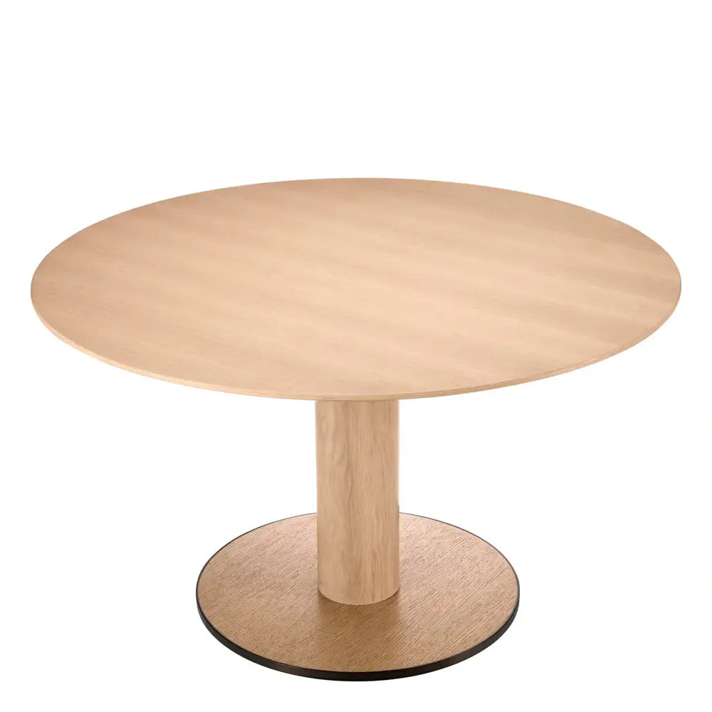 Astro Round Dining Table - Natural Oak & Veneer Bronze Eichholtz 2