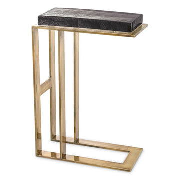 Eichholtz Pierre Side Table in Vintage Brass Finish & Clear Glass