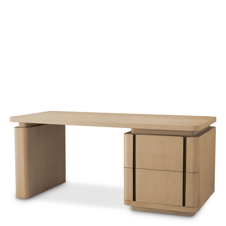 Modesto Desk - Natural Oak Veneer & Bronze